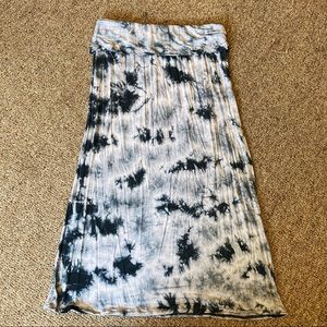 Gray blue tie dye maxi skirt